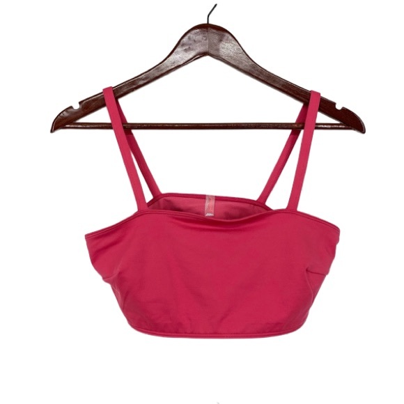 Free People Movement Rosey Pink Bandeau Popover Sports Bra With Cutout Back New - Picture 1 of 16